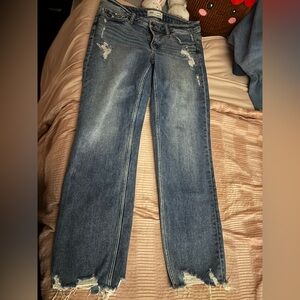BKE Straight Leg Distressed Blue Jeans